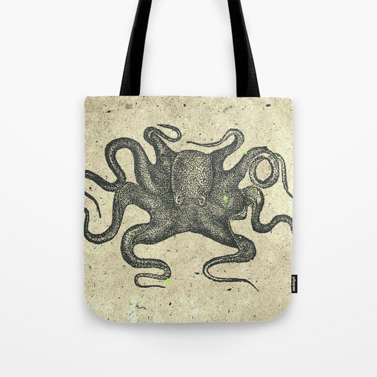 Black Brown Vintage Nautical Steampunk Octopus Tote Bag