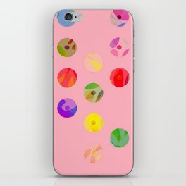 Modern Retro Bright Rainbow Circles On Pink iPhone Skin