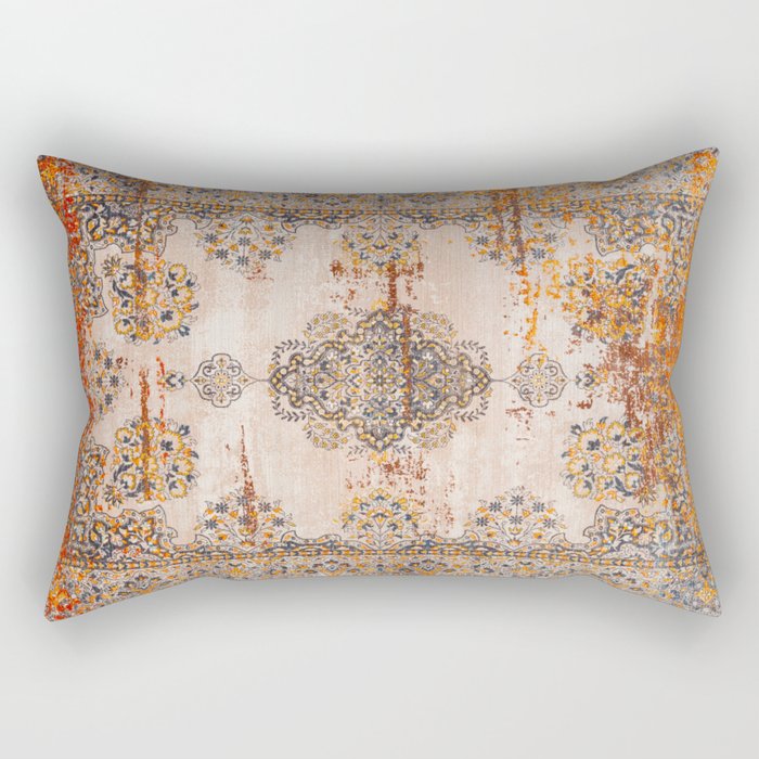 Orange Vintage Rug Design Rectangular Pillow