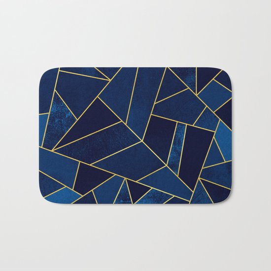 Blue stone with yellow lines Bath Mat