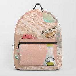 Beach essentials. Limonata, glossier, watermelon and Van Gogh Backpack