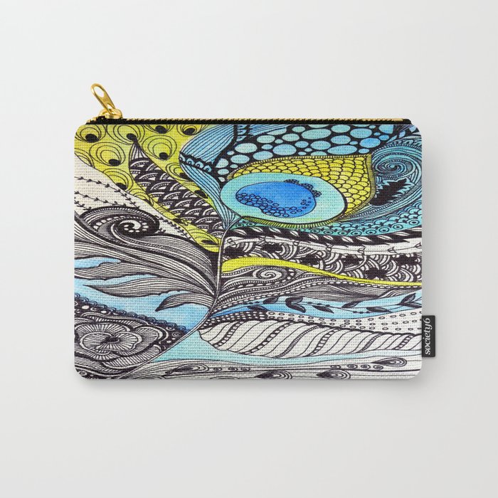 Peacock feather illustration wall art Carry-All Pouch