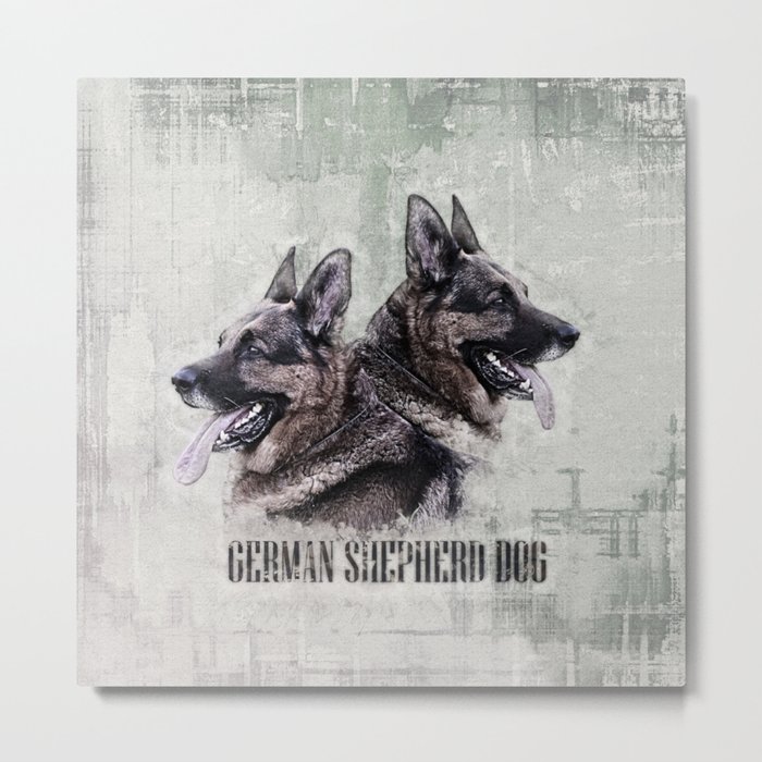 German Shepherd Dog - Grunge Digital Art Metal Print