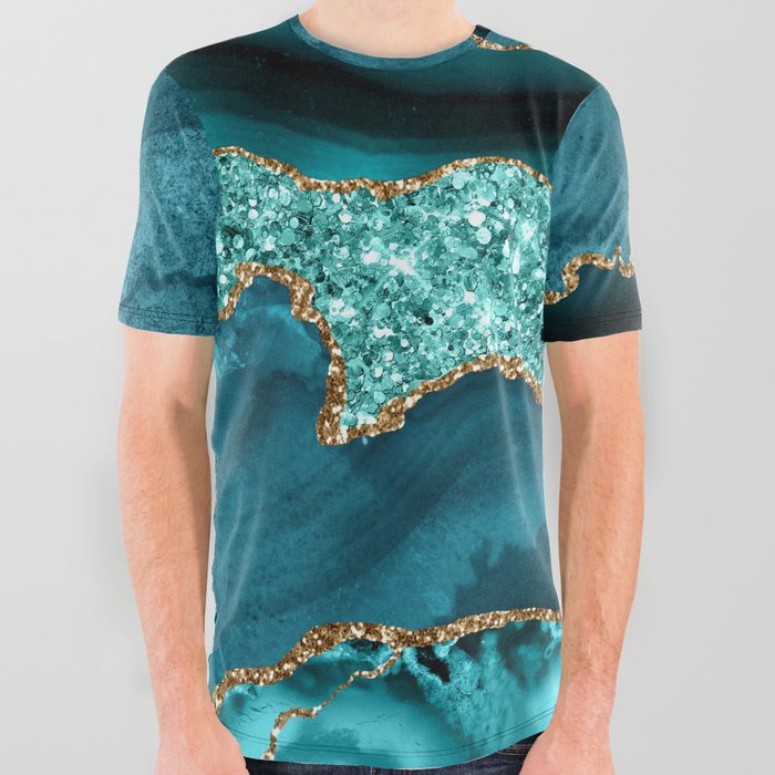 Agate Glitter Ocean Texture 12 All Over Graphic Tee
