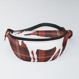 Rustic Western Country Red Buffalo Plaid Winter Mountain Moose Fanny Pack