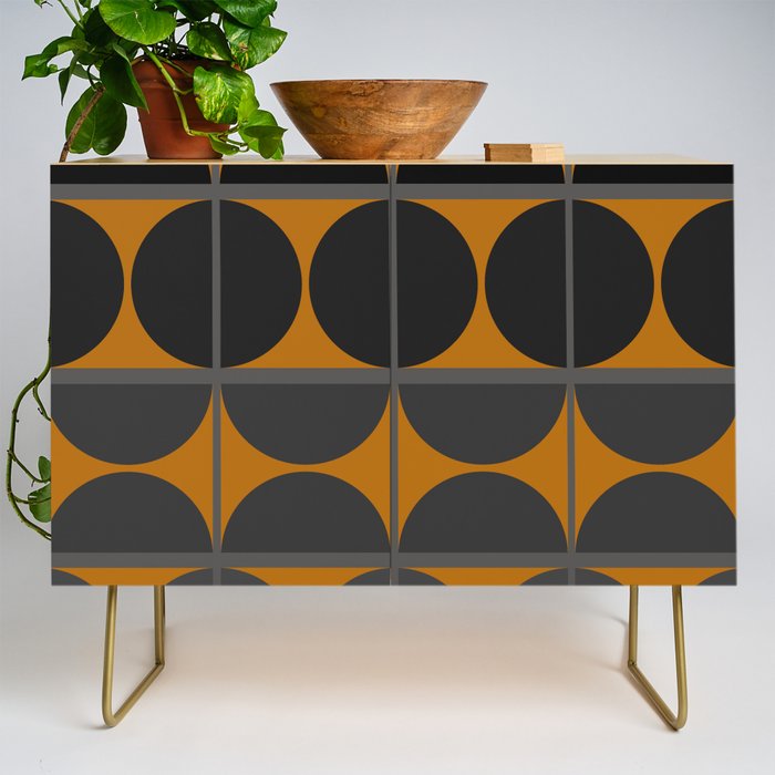 Black and Gray Gradient with Gold Squares and Half Circles Digital Illustration - Artwork Credenza