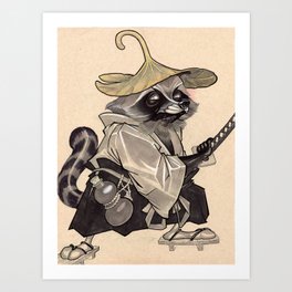 Samurai Raccoon Art Print