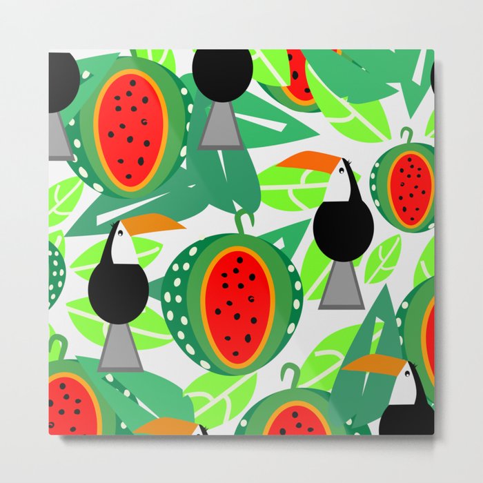 Toucans and watermelons Metal Print