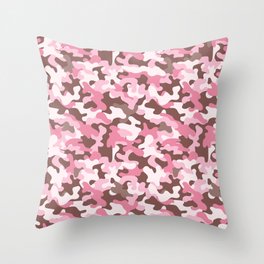 Pink Military Camouflage Pattern Throw Pillow