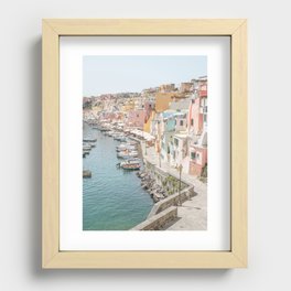 Pastel Color Procida Island Photo Print | Colorful Coast Village in Italy | Travel Photography In Europe Recessed Framed Print