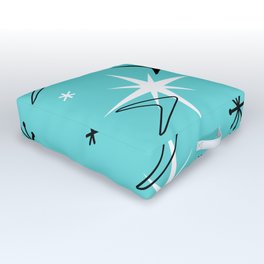 Vintage 1950s Boomerangs and Stars Turquoise Outdoor Floor Cushion