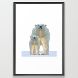 Cute low poly Polar bear with baby Framed Art Print
