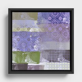 Lilac and Green Watercolor Patchwork art and home decor Framed Canvas
