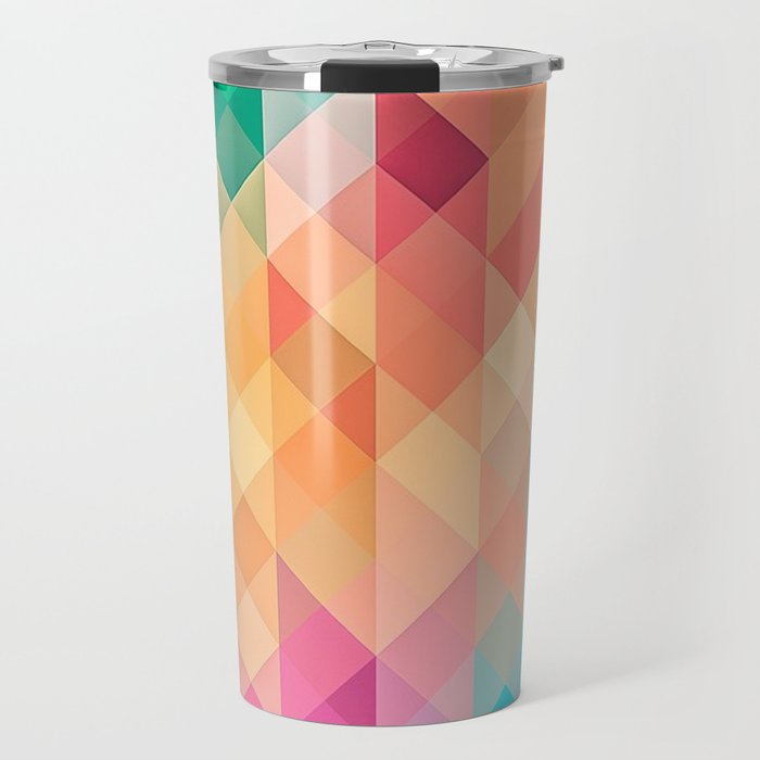 RAINBOW GEOMETRY. SQUARES AND TRIANGLES IN COLOR Travel Mug