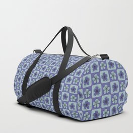 Simple modern floral checkered purple and blue daisy pattern Duffle Bag