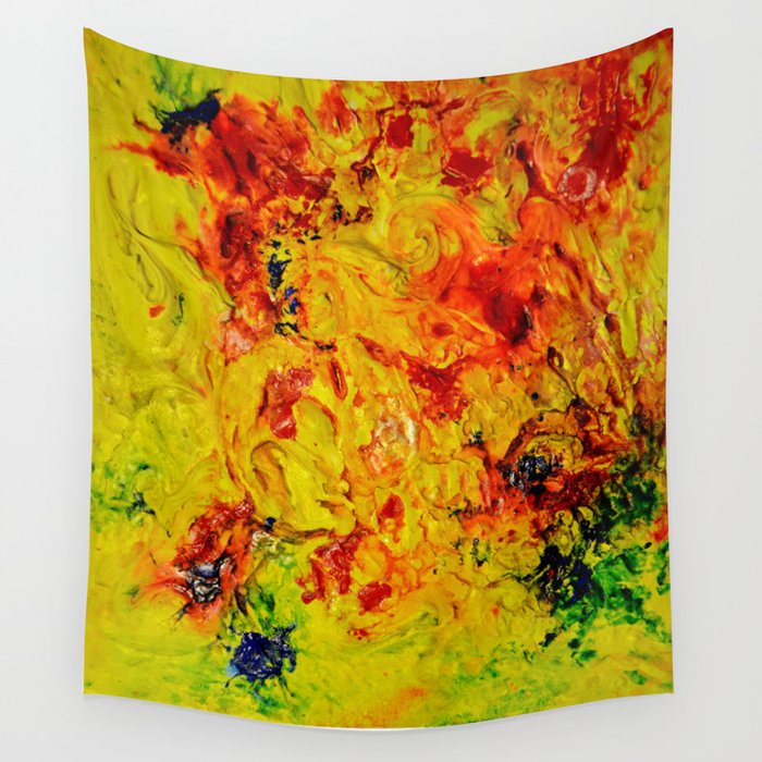 Abstract Yellow Swirls Wall Tapestry