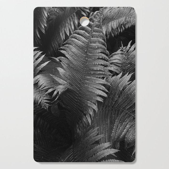 Leaves of green fern nature portrait black and white photograph / photography Cutting Board