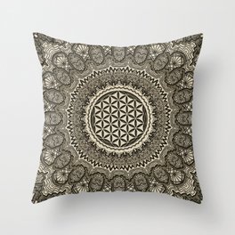 Flower of life in  mandala on canvas Throw Pillow