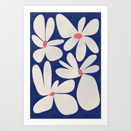 Retro floral wall art print | flowers, colorful, modern, drawing, illustration Art Print