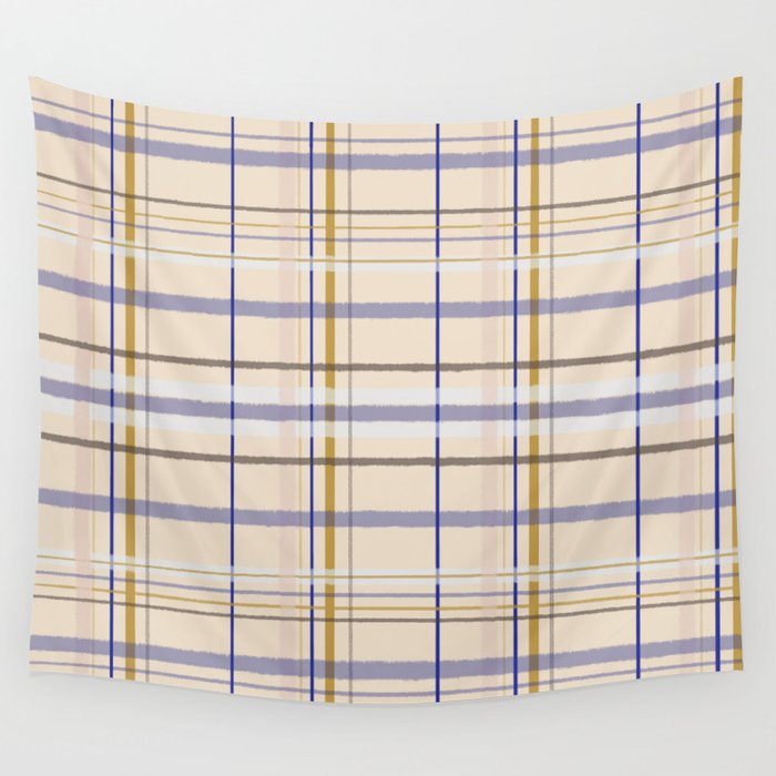 Creamed plaid Wall Tapestry