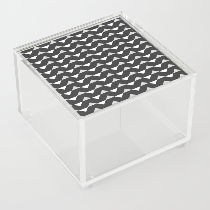 Charcoal Black And Grey Chevron Zigzag Pattern Geometric Abstract Acrylic Box
