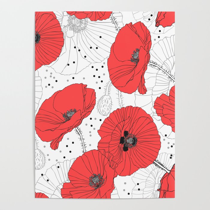 RED POPPIES Poster