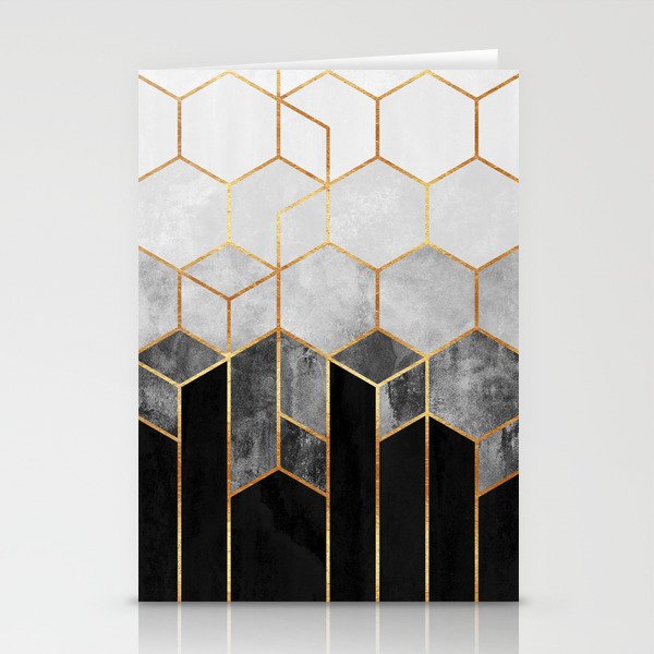 Charcoal Hexagons Stationery Cards