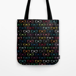 Colorful Hipster Glasses Pattern - Black Tote Bag