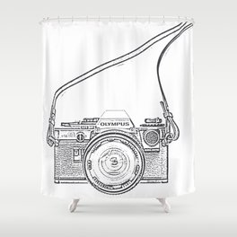 Olympus-White Shower Curtain