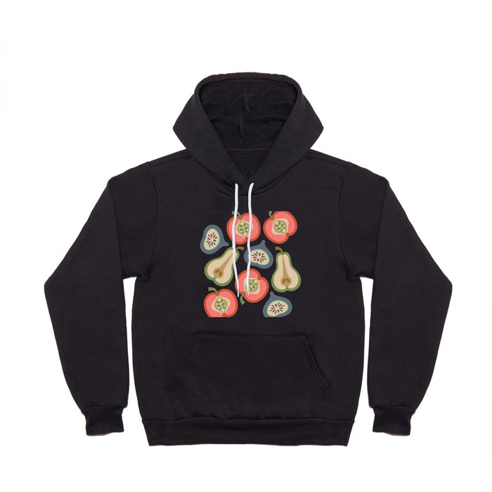 PLUMP RETRO RIPE SUMMER FRUIT APPLE PEAR FIG in VINTAGE 70s COLOURS Hoody