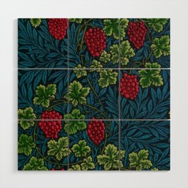 William Morris red vine textile pattern 19th century grapes and grapevine print for duvet, curtains, pillows, and home and wall decor Wood Wall Art
