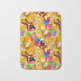 The Man Who Loves to Swim in Melted Bitcoins Bath Mat | Saysamone Burdett, Bitcoins, Holiday Prints, Graphicdesign, Melted Bitcoins, Gumdrops, Christmas, Gingerbread Man, Holiday 