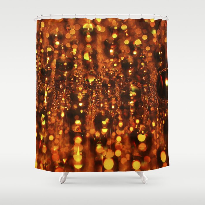 Orange Fractal Shower Curtain
