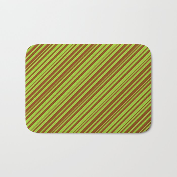 Green & Brown Colored Striped Pattern Bath Mat