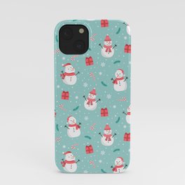 Seamless christmas snowman pattern  iPhone Case