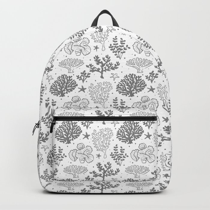 Grey Coral Silhouette Pattern Backpack
