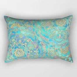 Sapphire & Jade Stained Glass Mandalas Rectangular Pillow