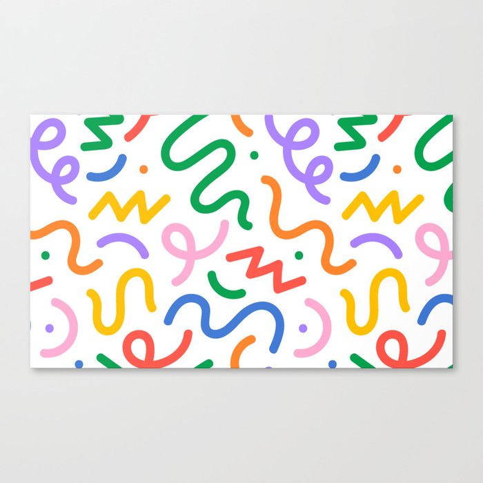 Colorful abstract line squiggle doodle pattern Canvas Print