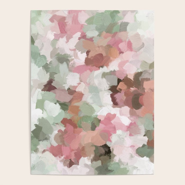 Spring Flurry Sage Mint Green Fuchsia Blush Pink Abstract Flower Wall