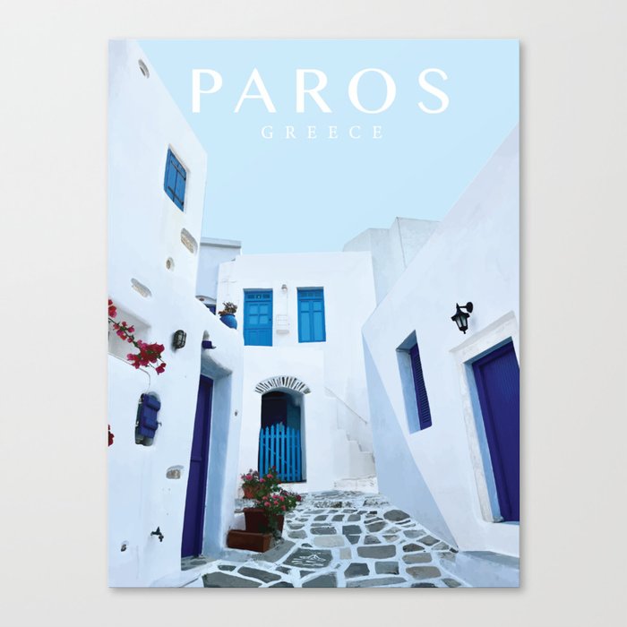 Paros Travel Poster Canvas Print