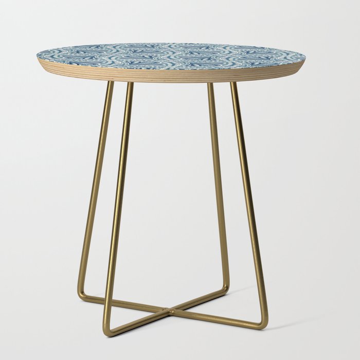 Textured Fan Tessellations in Navy Blue and White Side Table