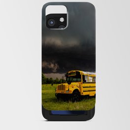 Thunder Bus - Thunderstorm Advances Over Old School Bus on Stormy Spring Day in Oklahoma iPhone Card Case