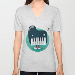 Piano Monster V Neck T Shirt