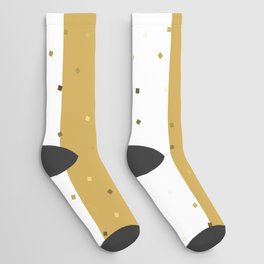 Simple Christmas seamless pattern Golden Confetti on Gold and White Stripes Background Socks