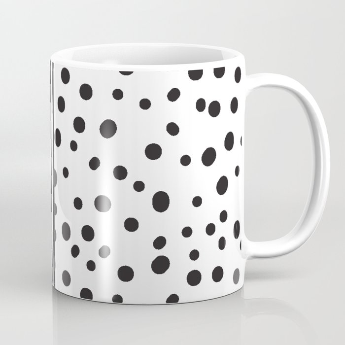 Geometrical black white watercolor polka dots stripes Coffee Mug