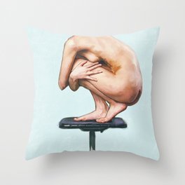 Perched Nude Woman Painting Throw Pillow