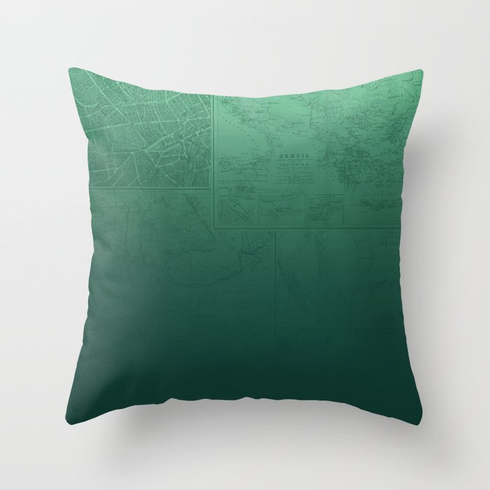 Jade Map Throw Pillow