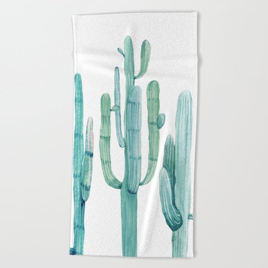 Cacti Fam Turquoise Beach Towel