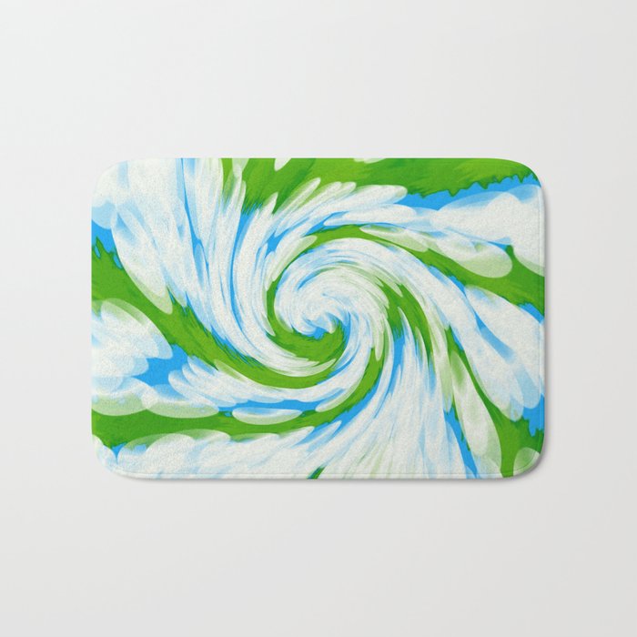 Groovy Green Blue Swirl Bath Mat