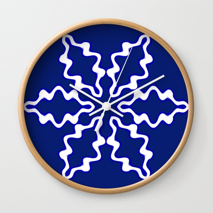 Snowflake on Blue Wall Clock